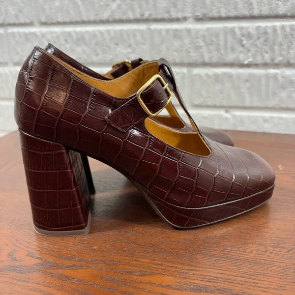 Sezane Monique High Mary Janes Brown Croco - Size 40 - Picture 5 of 10